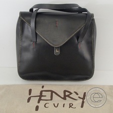 アンリークイール(henrycuir)のレザーハンドバッグを買取りました。です。状態は新品同様ですが、大きく色移りしています。