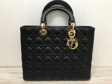 浜松鴨江店にて、クリスチャンディオール(Christian Dior)の黒　ラムスキン　レディディオール　ハンドバッグを買取致しました。状態は通常使用感があるお品物です。