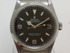 浜松鴨江店にて、ロレックスのエクスプローラーⅠ Ref.14270 A番 SS 黒文字盤 自動巻き時計を買取しました。状態は若干の使用感がある中古品です。