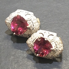 Pt900 ピンクトルマリン×ダイヤモンド デザイン イヤリングをブランド買取の銀座本店で買取致しました。状態は-