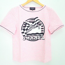 シャネルの2019年クルーズコレクション LA PAUSAラパウザ ボーダー ロゴプリント 半袖Tシャツを買取させていただきました。宅配買取センター状態は中古美品