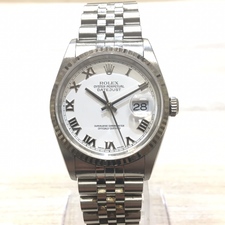 ロレックスの16234 デイトジャスト SS×WG 白文字盤 自動巻き腕時計を銀座本店で買取いたしました。状態は通常使用感があるお品物です。