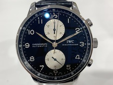 浜松入野店で、インターナショナルウォッチカンパニーの3714-04のポルトギーゼクロノグラフ ブルー文字盤の自動巻き時計を買取りました。状態は通常使用感があるお品物です。
