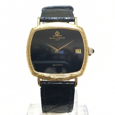 銀座本店で、ボーム&メルシエのBM12820  サファイアリューズ 750YG素材を使った、スクエアケースの手巻き腕時計を買取いたしました。状態は通常使用感がある中古のお品物です。
