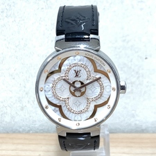 広尾店で、ルイヴィトンのQA019のタンブールのムーンディヴァインのクォーツ時計を買取ました。状態は若干の使用感がある中古品です。