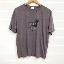 サンローラン 正規 17年 500898 パープル系 ロゴデザインTシャツ 買取実績です。