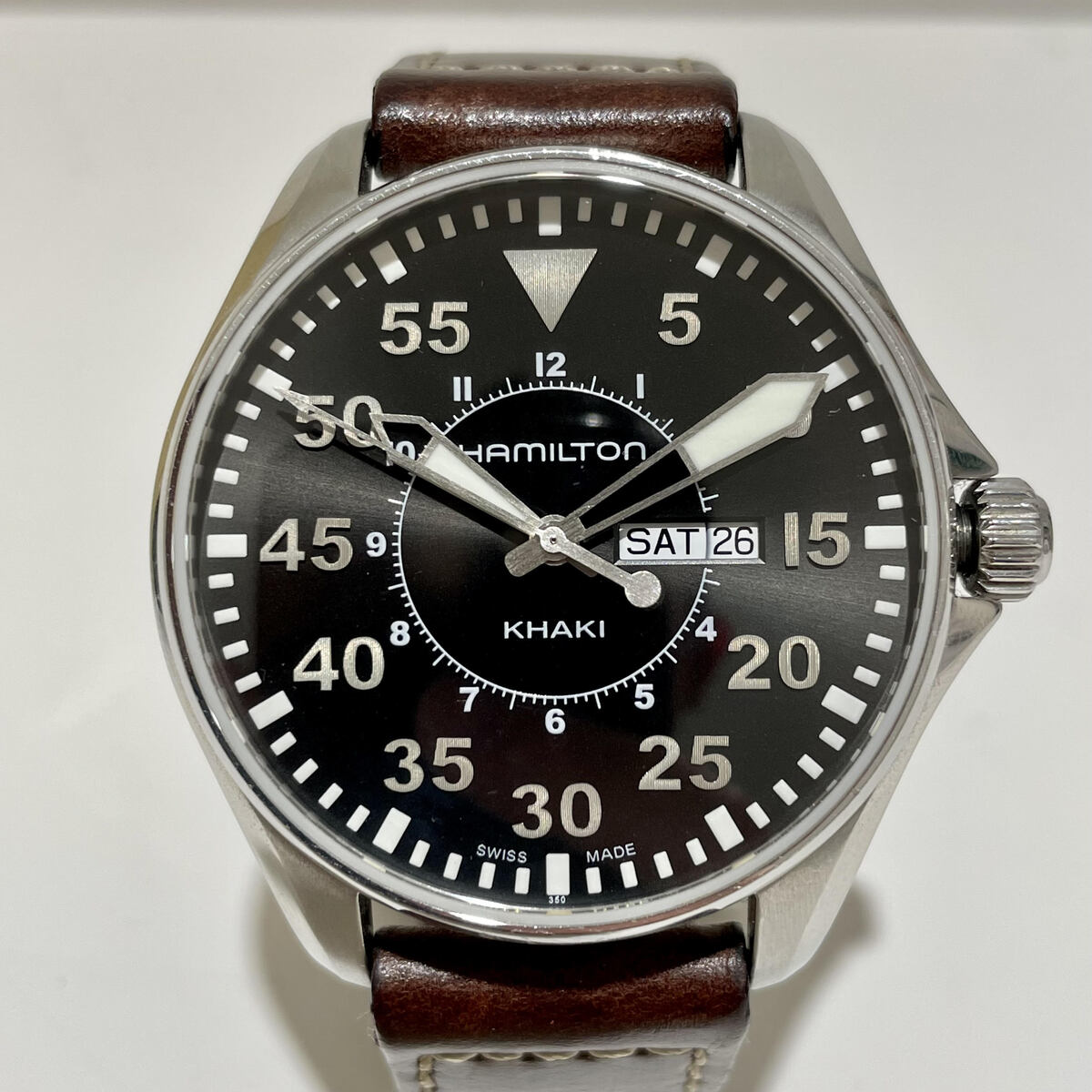 ハミルトンのH646110 カーキアビエーション パイロット デイデイト 黒文字盤 クオーツ腕時計の買取実績です。
