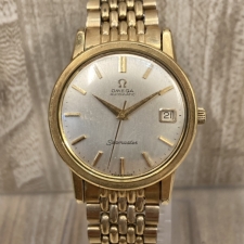 銀座本店で、オメガのシーマスターのref.166.003でcal.562のデイト付き自動巻き腕時計を買取いたしました。状態は若干の使用感がある中古品です。