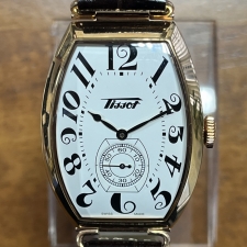 心斎橋店で、ティソの手巻き時計の、ヘリテージポルト（T128.505.36.012.00）を買取しました。状態は未使用に近い試着程度の品です。