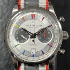 神戸三宮店でカールF.ブヘラのマネロフライバックシグネチャー腕時計、00.10919.08.13.98を買取しました。状態は未使用品です。