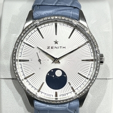浜松入野店でゼニスのエリート、ダイヤモンドベゼルのムーンフェイズ自動巻き腕時計、16.3200.692を買取ました。状態は未使用品です。