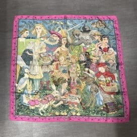 買取実績：カレ90 シルクスカーフ FAIRYTALES おとぎ話 フィリップ・デュマ マルチカラー×ピンク