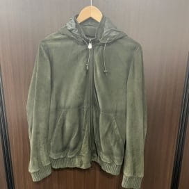 買取実績：カーキ ラムスエード フード着脱可能 ジップアップフーディジャケット