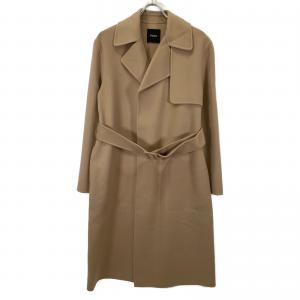 Theory カシミヤ混ベルト付きコート　ウールコート　ピンク　S Theory カシミヤ混ベルト付きコート ウールコート ピンク S ショート丈