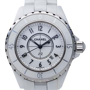 シャネルJ12H096833ミリホワイトクオーツ時計買取相場例です。