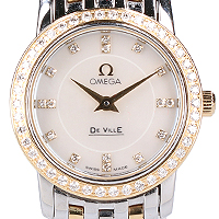 オメガ4375.75.00SS×YGQUARTZ22MMデヴィルダイヤモンドベゼル&インデックス腕時計買取相場例です。