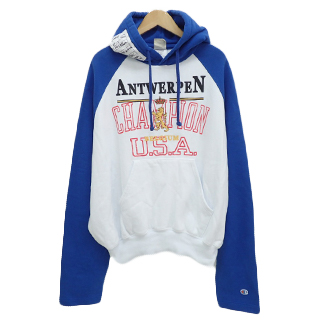 チャンピオン×ヴェトモン 17SS MSS17CH18 ANTWERPEN PRINT HOODIE パーカー 中古美品