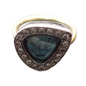 ハム I.R20 グレーダイヤ0.18ct トルマリン リング 買取相場例です