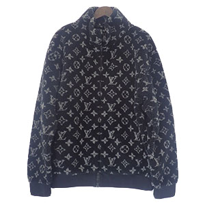 美品 ルイヴィトン LOUIS VUITTON シャツ 21AW モノグラムフラワー ジャガード 総柄 コットン メンズ 長袖 ロングスリーブ トップス L ホワイト/グレー