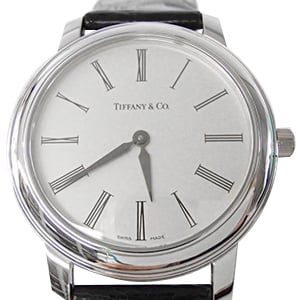 ティファニー Pt950 マークラウンド 白文字盤 腕時計 買取相場例です