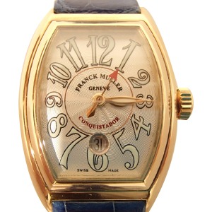 フランクミュラー 750YG コンキスタドール 革ベルト 腕時計 買取相場例です