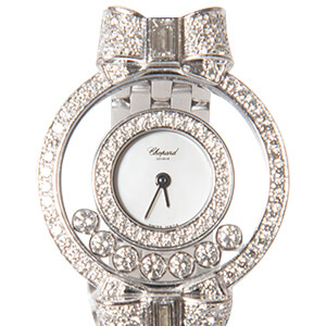 ショパール 750WG ハッピーダイヤモンド リボン 腕時計 買取相場例です