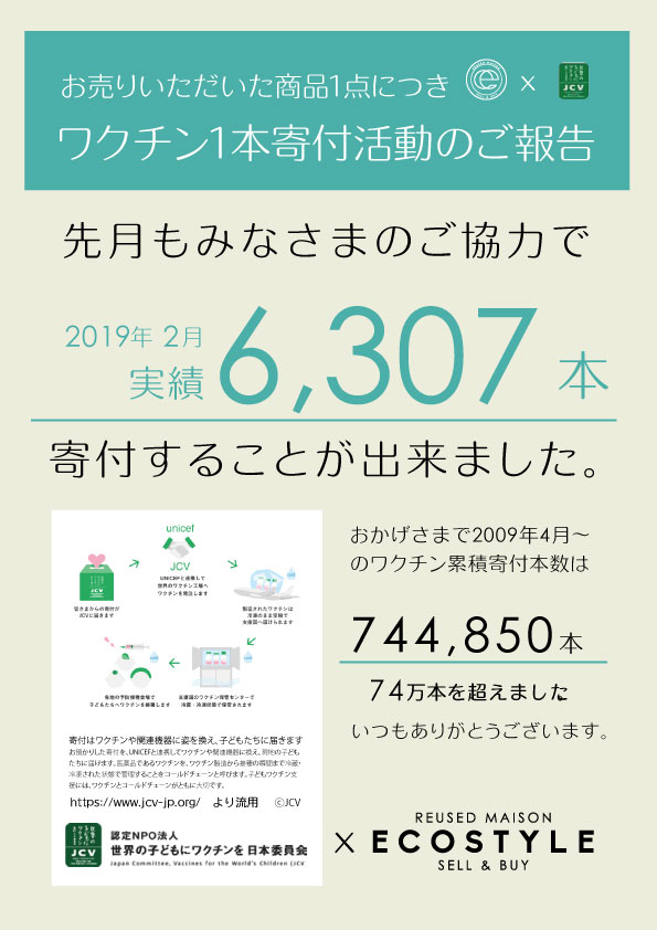 たくさんのお客様のご協力でワクチン寄付をすることができました。