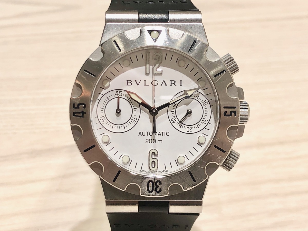 ブルガリの時計の白文字盤 Scb38s ディアゴノスクーバ クロノグラフ 自動巻き時計の買取実績です 年1月25日公開の情報です エコスタイル