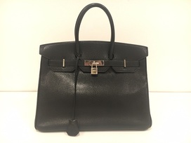 エルメスのバーキン35　黒　シェーブル　□D刻印　G金具　ハンドバッグの買取実績です。
