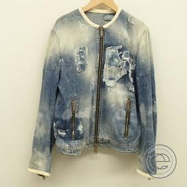 ディースクエアードのノーカラー クラッシュダメージ加工　デニムブルゾンの買取実績です。