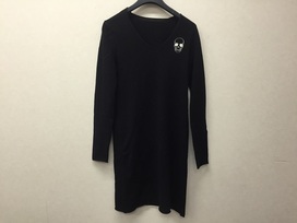 ルシアンペラフィネの黒　スカル刺繍　ニットワンピース　ケバ立ちありの買取実績です。
