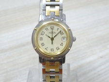 銀座本店でエルメスのコンビカラーのクリッパー（CL4.220）腕時計を買取致しました。状態は通常使用感があるお品物です。