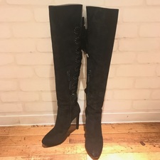 銀座本店でアレキサンダーマックイーン（ALEXANDER McQUEEN）のバックレース ビジュー付きロングブーツをお買取させていただきました。状態は通常使用感のあるお品物でございます。