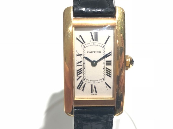 カルティエの750YG　白文字盤　クオーツ腕時計の買取実績です。