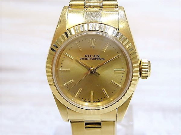 ロレックスのオイスターパーペチュアル Ref.67198 L番 K18無垢 自動巻き時計の買取実績です。