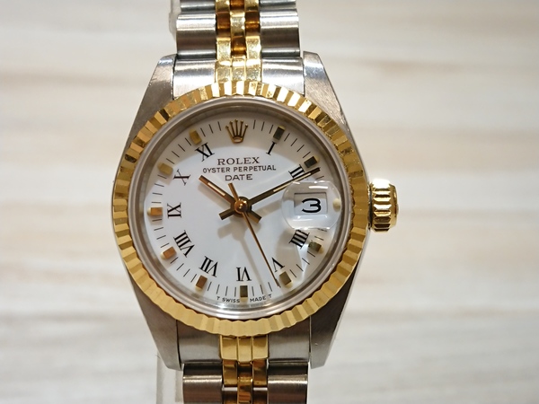 ロレックスのオイスターパーペチュアルデイト Ref.69173 S番 SS×YGコンビ 自動巻き時計の買取実績です。