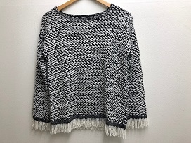 セオリーのセオリー（theory)17年　白×黒　フリンジニット　の買取実績です。