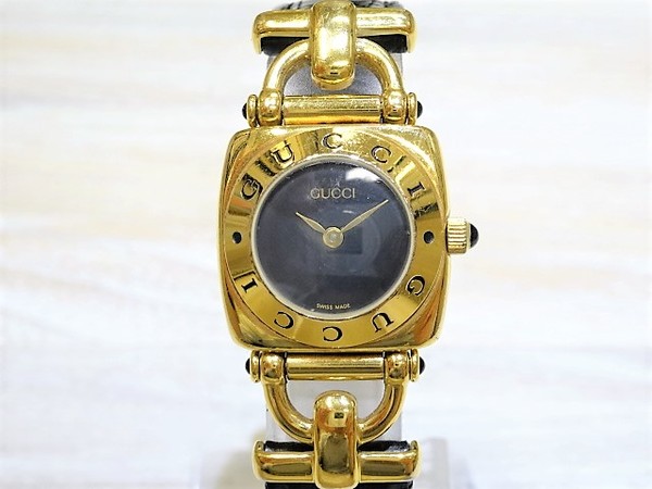 グッチの6300L　ブラック×ゴールド　クオーツ　腕時計　※不動の買取実績です。