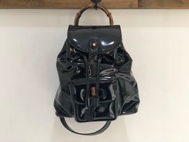 グッチの黒　パテント　バンブー　リュックサックの買取実績です。