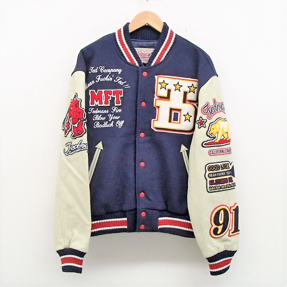 TED MAN テッドマン フルデコ 袖レザー スタジャン 40 ブラック