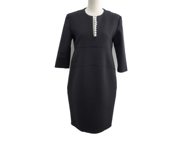 ヨーコチャン YOKO CHAN 18年 パール ドレス ワンピース 36 黒