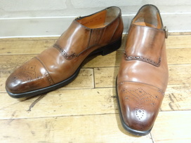サントーニ ブラウン シングルモンク サイドエラスティック シューズをブランド革靴買取のエコスタイル銀座本店で買取致しました。