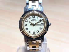 渋谷店では、エルメスの腕時計（クリッパー）を買取しました。状態は目立つ傷、汚れ、使用感のある中古品です。