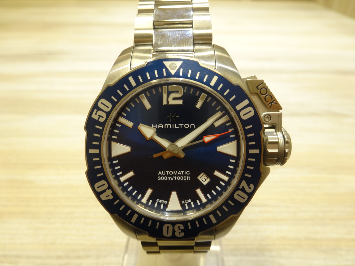 ハミルトンのH77705145 カーキネイビーオープンウォーター 自動巻き ステンレススチール腕時計の買取実績です。