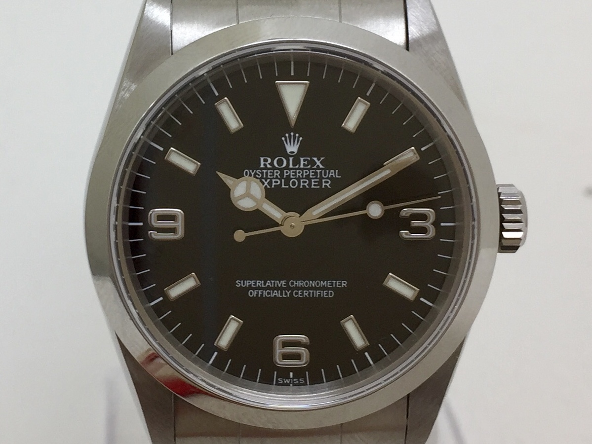 ロレックスのエクスプローラーⅠ Ref.14270 A番 SS 黒文字盤 自動巻き時計の買取実績です。