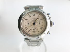 エコスタイル宅配買取店で止まっているカルティエの1050パシャCクロノグラフのクォーツ時計を買取りました。