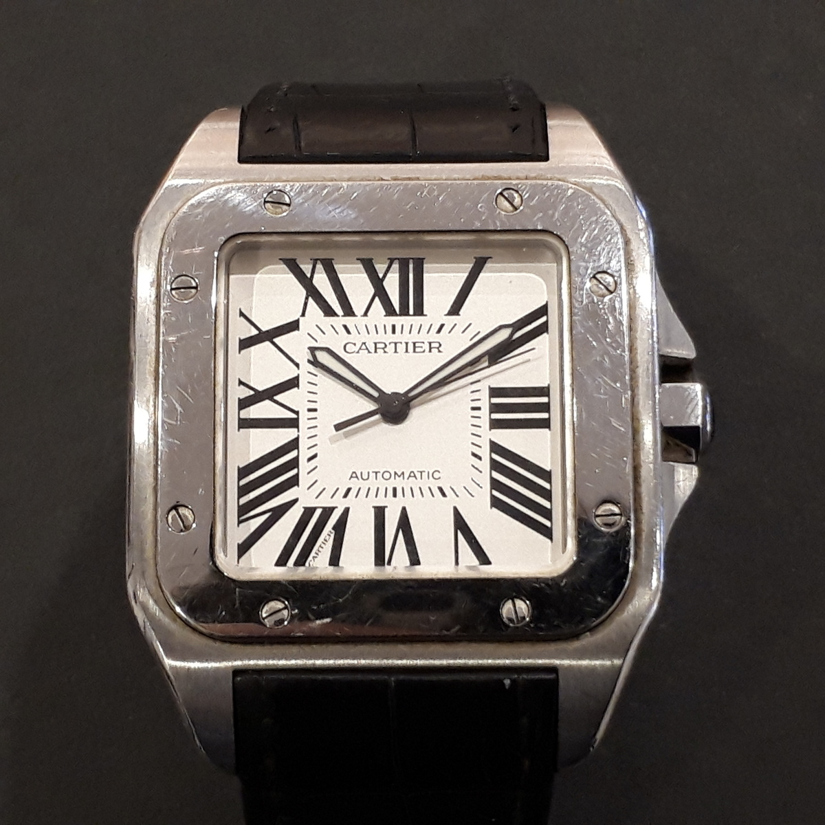 カルティエのサントス100 SS 自動巻き時計 メンズ　※現品のみの買取実績です。