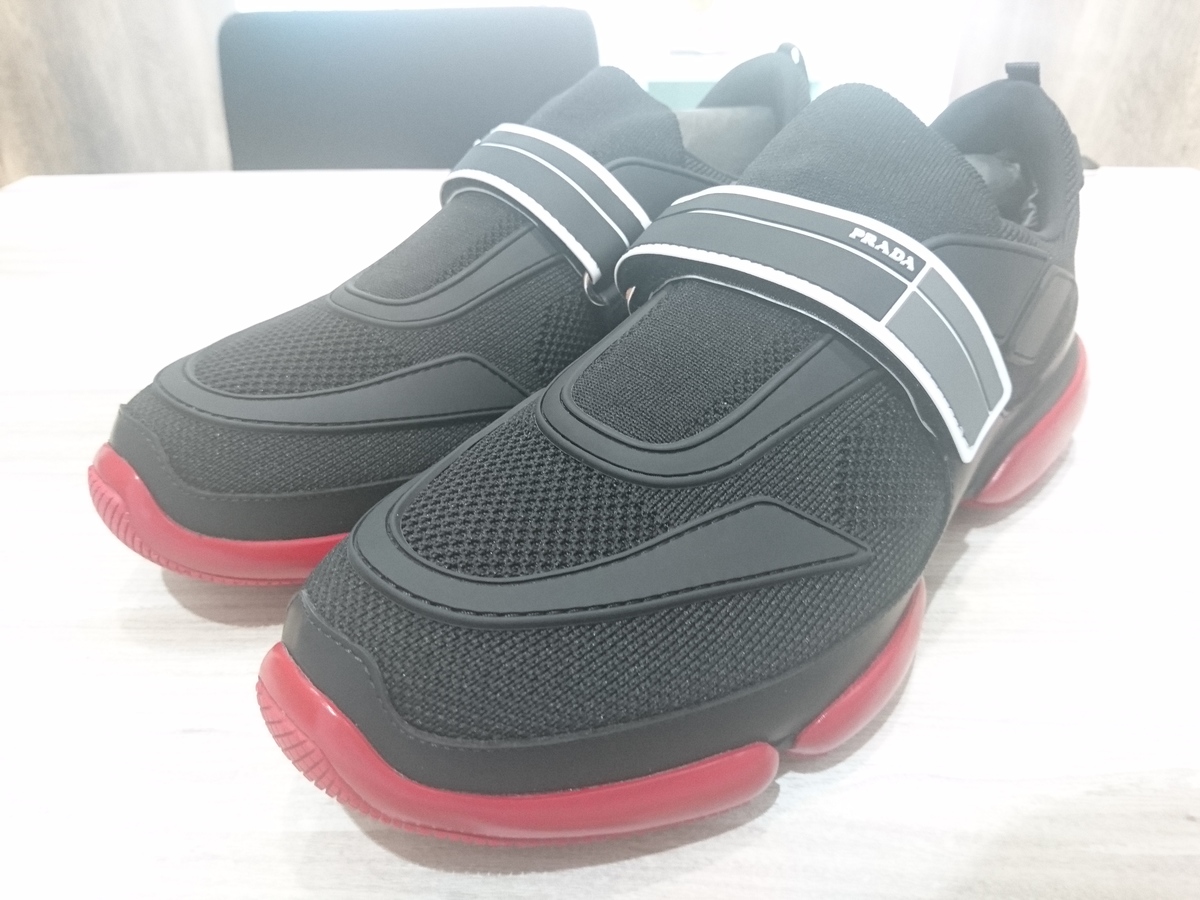 【新品】PRADA ベルクロシューズ ボルドー 26.5㎝ Burgundy Collapse Re-nylon And Suede Elasticized Sneakers | PRADA