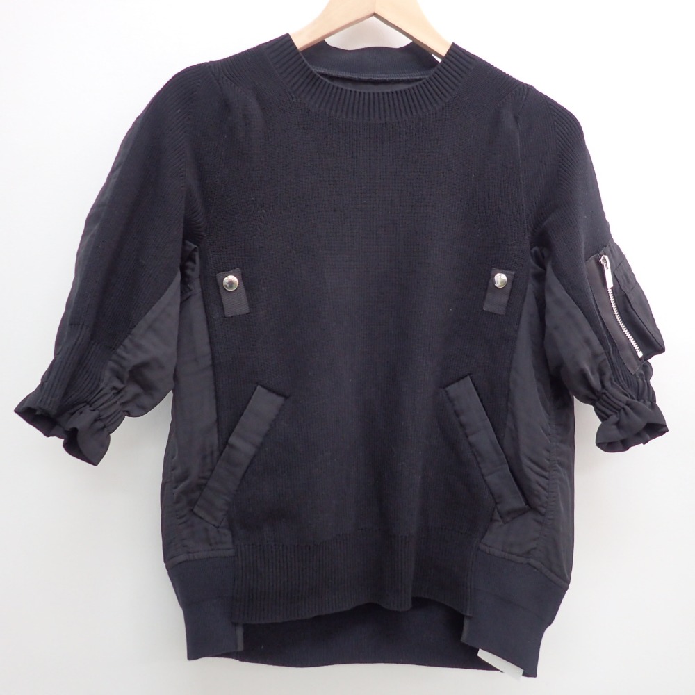 サカイの19SS 19-04277 Uncut Velvet x Knit Sweater ニット異素材切り替えプルオーバーの買取実績です。