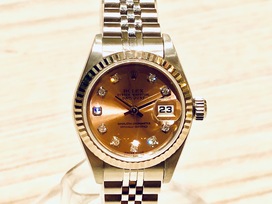 エコスタイル渋谷店で、ロレックスのデイトジャスト Ref.79174G 10Pダイヤ Y番 SS×WG ピンク文字盤 自動巻き時計をお買取致しました。